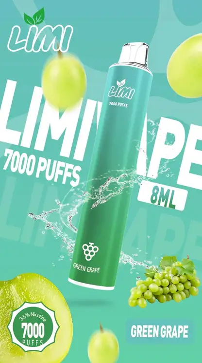 LIMI 7000口拋棄式電子煙｜LED發光650mAh可充電，水果涼感，台灣正品現貨快速出貨