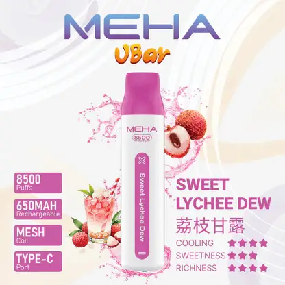 MEHA VBar 魅嗨 8500口拋棄式電子煙｜650mAh可充電，水果涼感，台灣正品現貨快速出貨