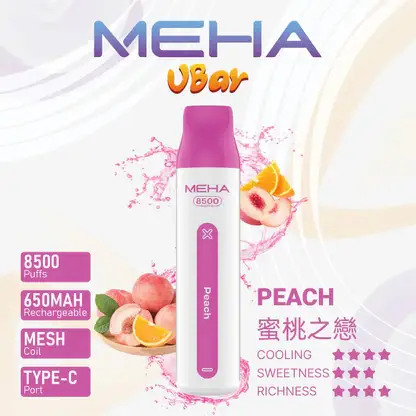 MEHA VBar 魅嗨 8500口拋棄式電子煙｜650mAh可充電，水果涼感，台灣正品現貨快速出貨