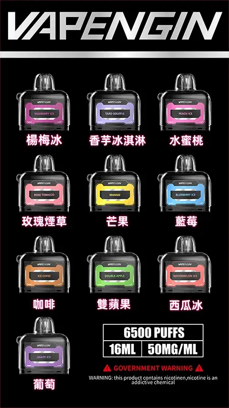 木星 VAPENGIN 6500口拋棄式｜LED螢幕防漏，含主機煙彈，台灣現貨正品安全超取