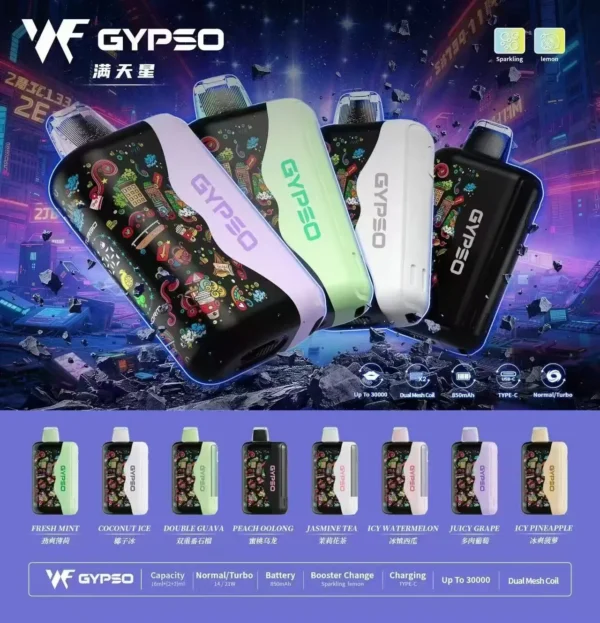1784382383922 GYPSO 滿天星 30000口拋棄式電子煙|14W-21W雙模式雙功率 Dual Mesh雙網芯 18ml巨量油艙,台灣現貨正品快速出貨