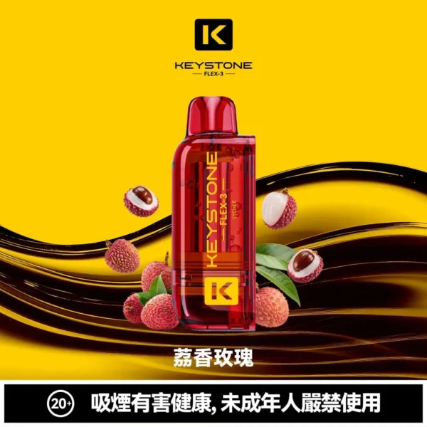 【買一盒煙彈送主機】KEYSTONE FLEX-3 鑰石 25000口 磁吸換彈拋棄式電子煙套裝｜15ml透明油艙 22W/28W/40W三段功率 1100mAh大電池，台灣現貨正品快速出貨
