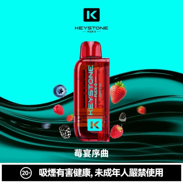 【買一盒煙彈送主機】KEYSTONE FLEX-3 鑰石 25000口 磁吸換彈拋棄式電子煙套裝｜15ml透明油艙 22W/28W/40W三段功率 1100mAh大電池，台灣現貨正品快速出貨