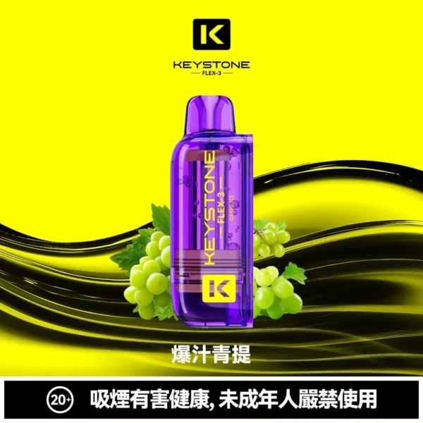 【買一盒煙彈送主機】KEYSTONE FLEX-3 鑰石 25000口 磁吸換彈拋棄式電子煙套裝｜15ml透明油艙 22W/28W/40W三段功率 1100mAh大電池，台灣現貨正品快速出貨