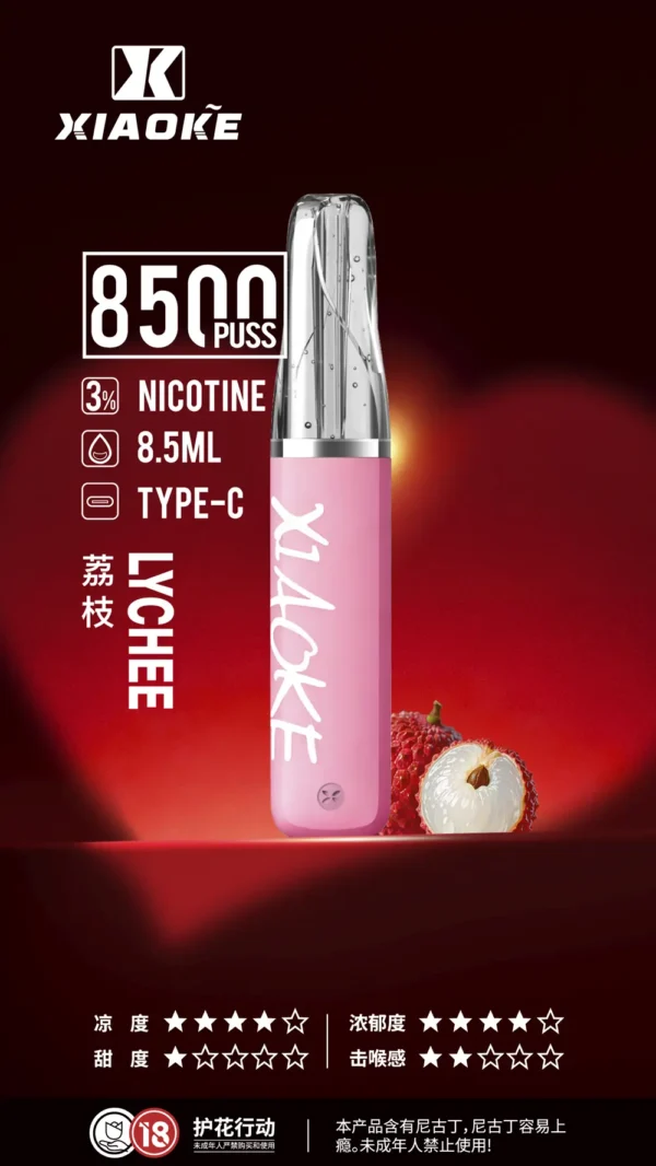 XIAOKE 梟客 8500口拋棄式電子煙｜8.5ml儲油量 3%丁鹽 支援Type-C充電，台灣現貨正品快速出貨