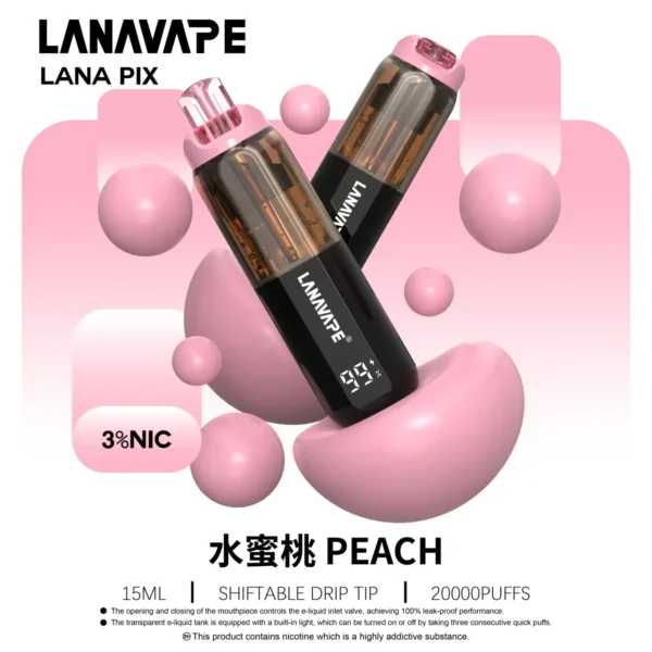 LANA-PIX-閃光彈-一次性20000口-水蜜桃 LANA PIX 閃光彈 20000口拋棄式電子煙|獨家折疊吸嘴 15ml巨量儲油 Mesh網芯爆汁口感 3%丁鹽,台灣現貨正品快速出貨