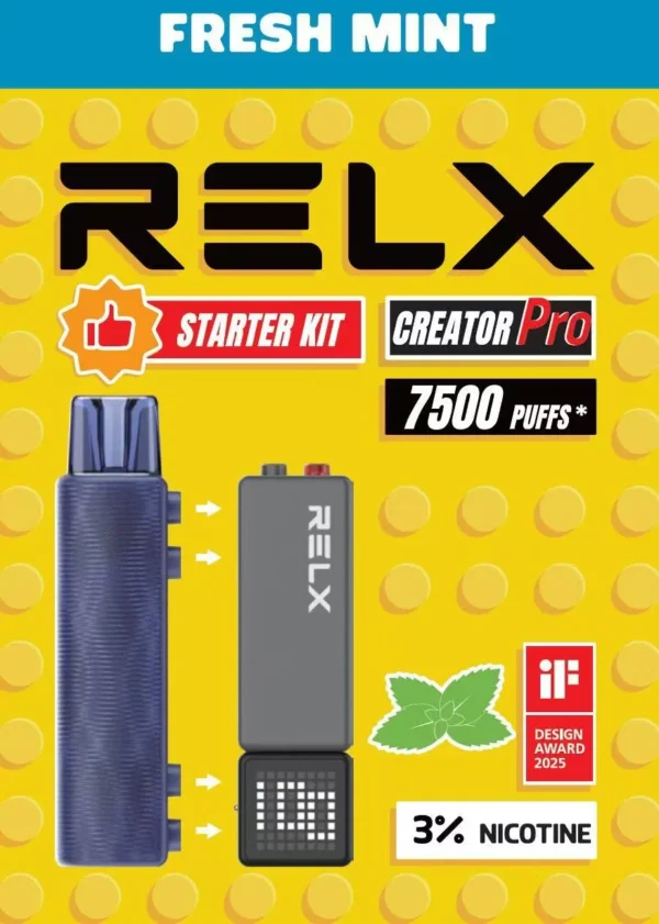 RELX 悅刻 Creator積木 7000口 拋棄式電子煙套裝｜含主機 入門套裝 6ml儲油倉 3%丁鹽綿密口感，台灣現貨正品快速出貨